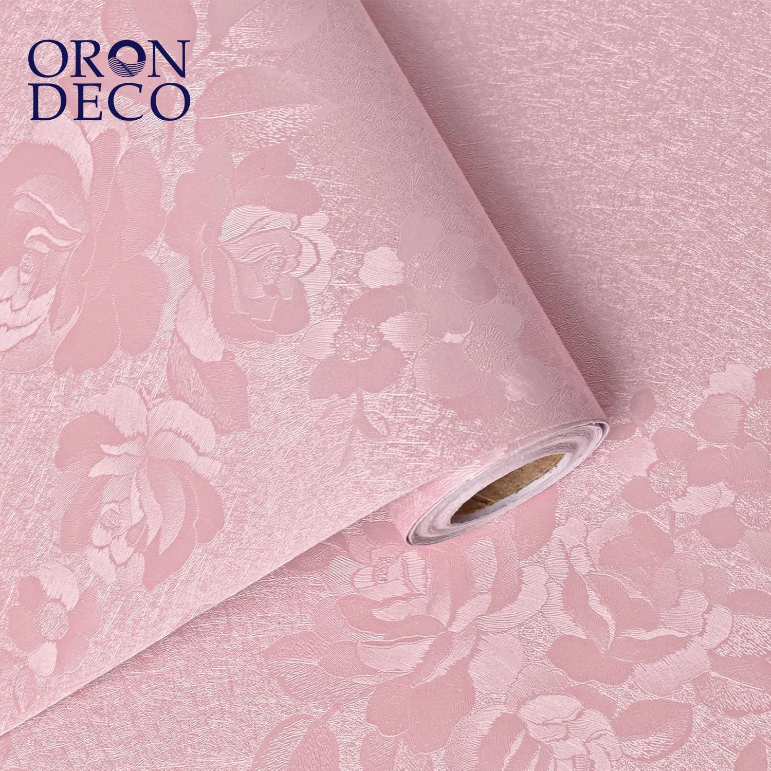 COWINLIFE DECO Pink Embossed Floral Peel and Stick Self Adhesive Wallpaper for Bedroom Kids Room Decor Textured Flower Contact Paper
