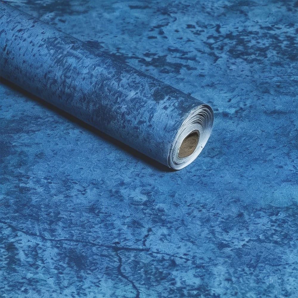 24"x196.8" Blue Luxury 3D Concrete Self Adhesive Wallpaper PVC Wall Stickers Living Room Furniture Vinyl Cement Wallpaper Roll