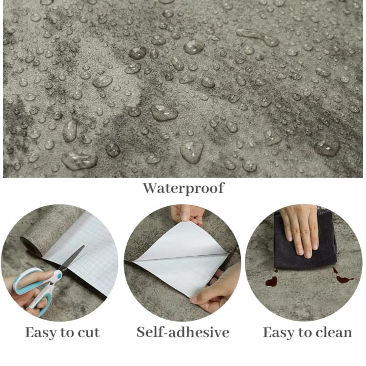 COWINLIFE Self-adhesive Concrete Textured Wall Stickers Peel and Stick Vinyl House Decoration Interior Cement Wallpaper for Bedroom detail 6