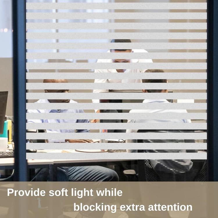 COWINLIFE Stripes Frosted Self Adhesive Glass Film Sticker Removable Window Glass Film for Office Privacy Protection Home Decoration detail 4