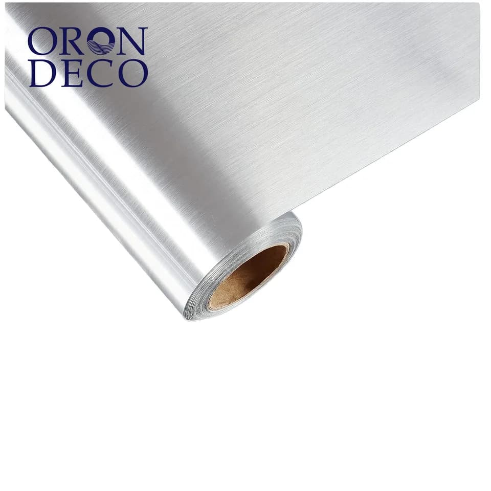 COWINLIFE DECO Silver Metallic Brush Stainless Steel Self-Adhesive Vinyl Wallpaper Sticker Waterproof Peel Stick Decorative Kitchen