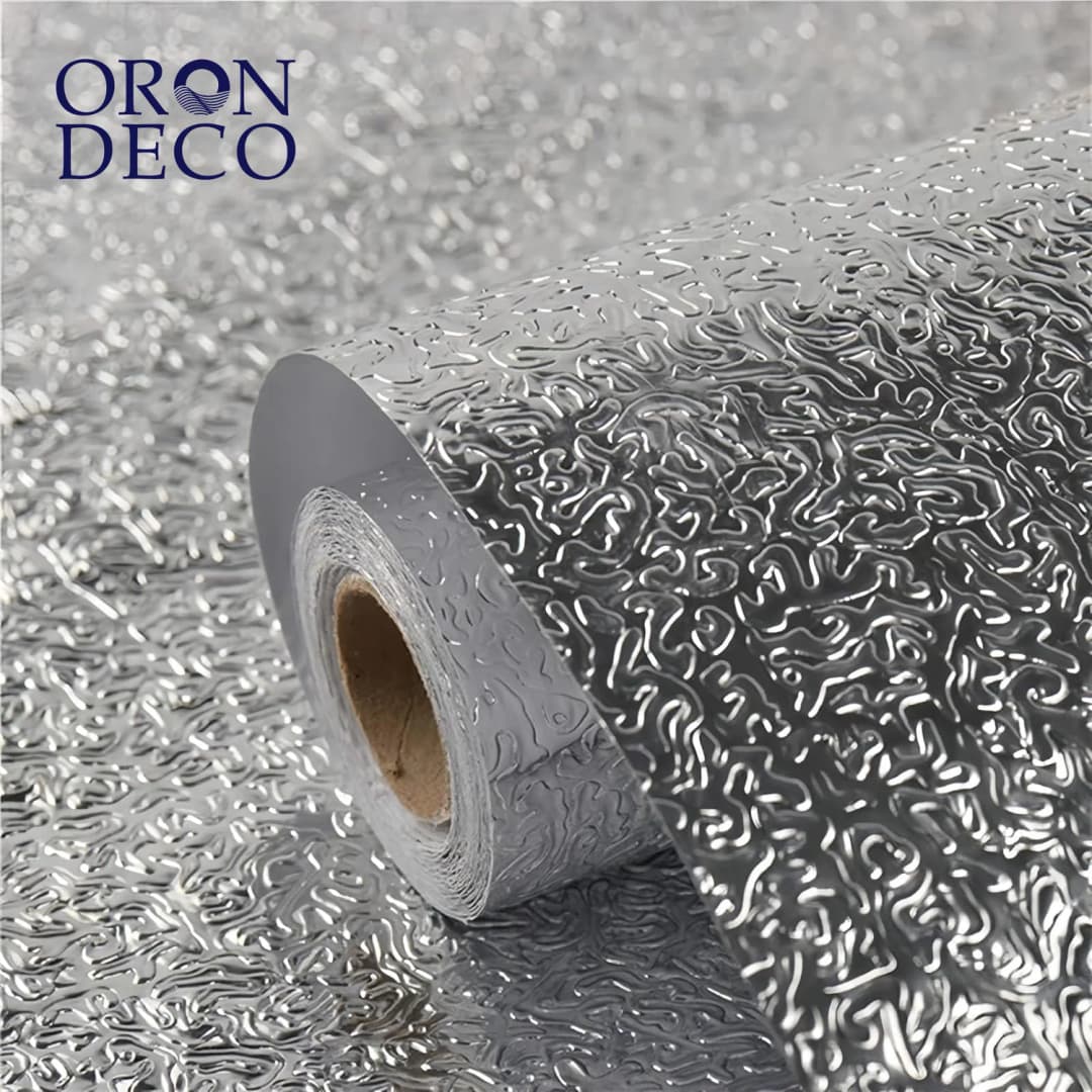 COWINLIFE DECO Wholesale Silver Kitchen Wallpaper Peel and Stick Aluminum Foil Wall Sticker Self Adhesive Vinyl Cabinet Wrap