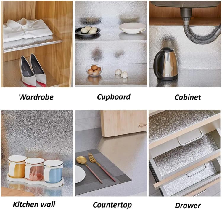 COWINLIFE DECO Wholesale Silver Kitchen Wallpaper Peel and Stick Aluminum Foil Wall Sticker Self Adhesive Vinyl Cabinet Wrap detail 6