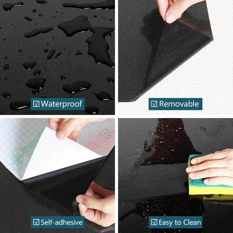 COWINLIFE DECO Black Contact Paper Glossy Glitter Self-Adhesive Decorative Wallpaper Waterproof Peel & Stick Wallpapers Kitchen Decor detail 3