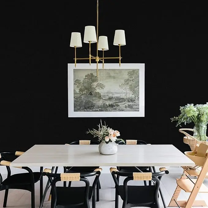 COWINLIFE DECO Modern Matte Solid Black Peel and Stick Wallpaper Self-Adhesive PVC Vinyl Wall Paper Waterproof Sticker for Wall detail 4
