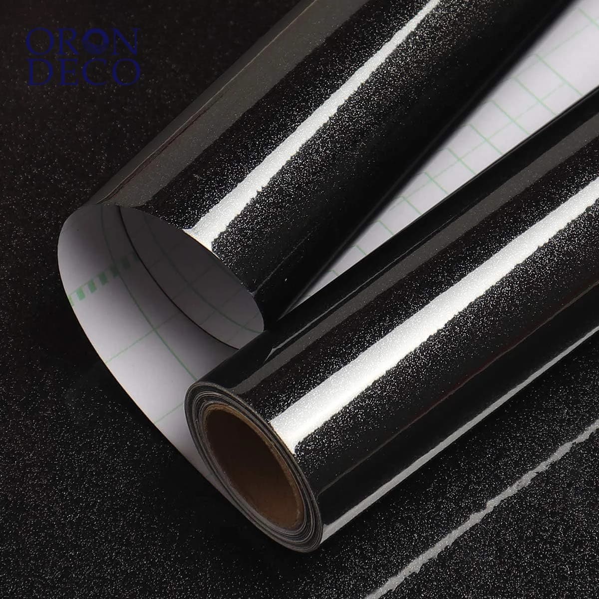 COWINLIFE DECO Black Glossy Glitter Peel & Stick Wallpapers Self-Adhesive Waterproof Decorative Wallpaper for Kitchen