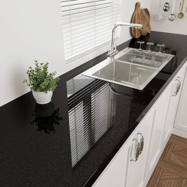 COWINLIFE DECO Black Glossy Glitter Peel & Stick Wallpapers Self-Adhesive Waterproof Decorative Wallpaper for Kitchen detail 4