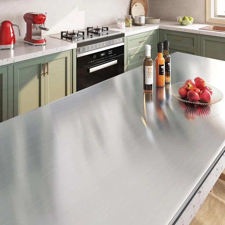 COWINLIFE DECO Best Selling Self-Adhesive Vinyl Film Wallpaper Stickers Silver Metallic Stainless Steel Kitchen Waterproof Wallpaper detail 2