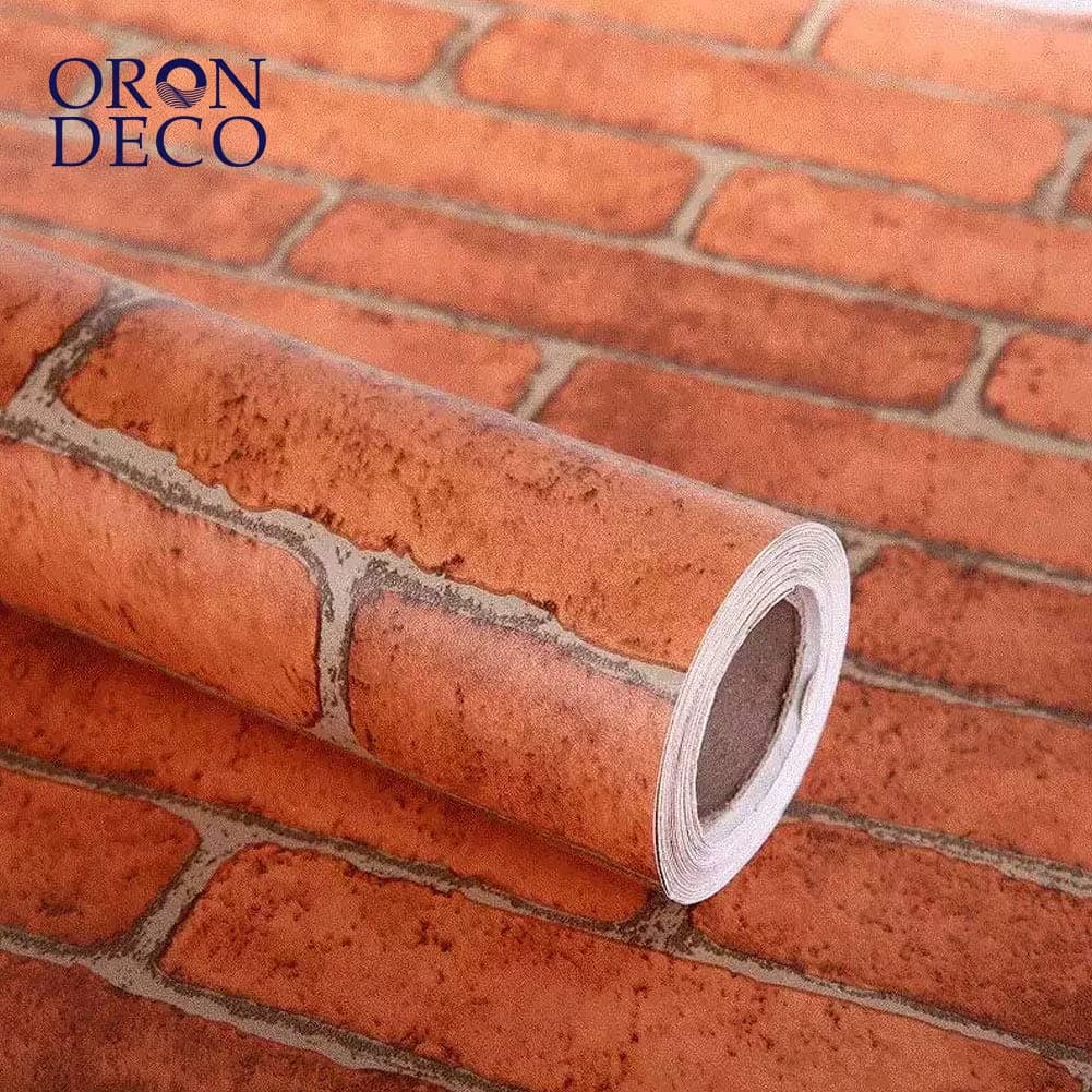 COWINLIFE DECO 3D Effect Easy Installation Waterproof Vinyl 3D Living Room Stone Brick Self Adhesive Wallpaper for Walls
