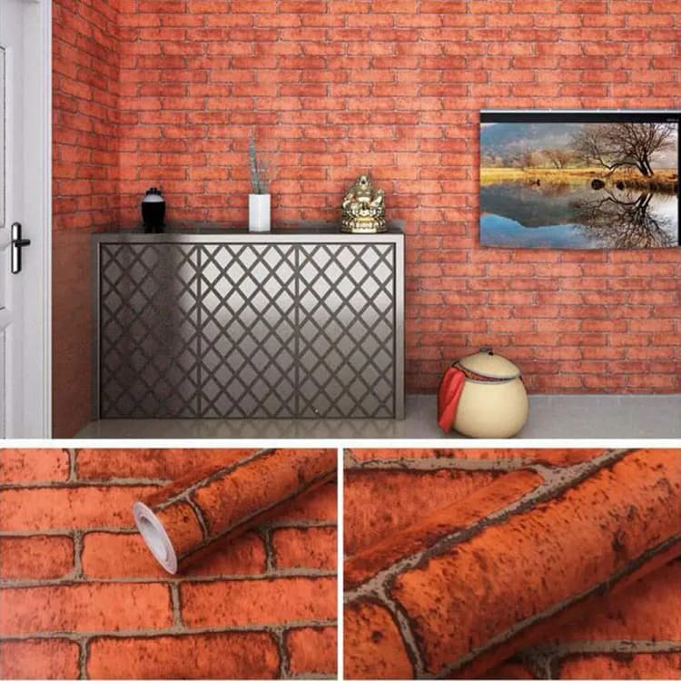 COWINLIFE DECO 3D Effect Easy Installation Waterproof Vinyl 3D Living Room Stone Brick Self Adhesive Wallpaper for Walls detail 2