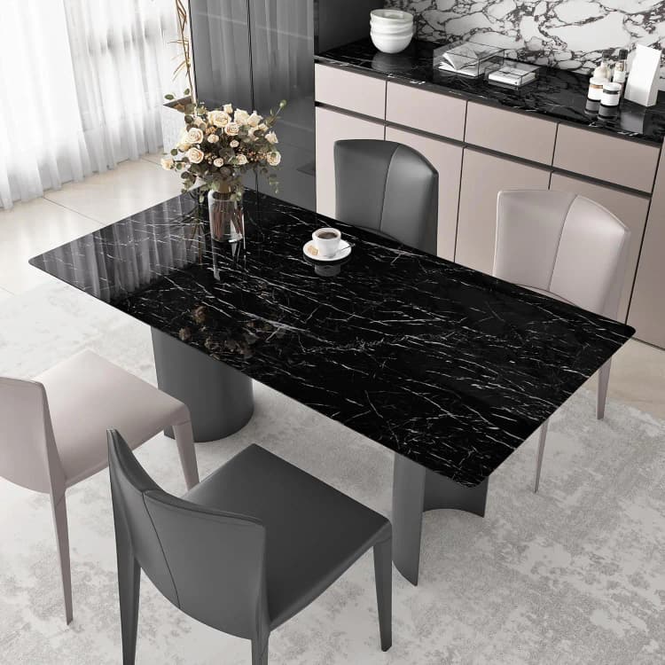 COWINLIFE DECO Glossy Self-Adhesive Removable Waterproof Wallpaper Black PVC Vinyl Marble Sticker Design Peel & Stick for Kitchen detail 4
