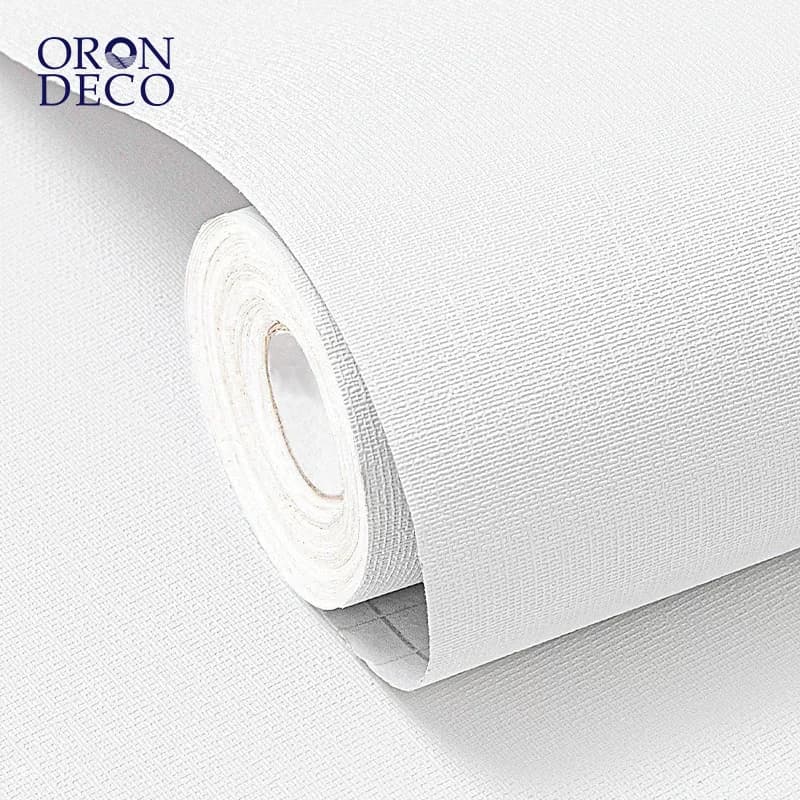 COWINLIFE DECO Modern White Solid Colour Wallpaper With Texture Peel and Stick Self-Adhesive PVC Vinyl for Bedroom Wall Decor
