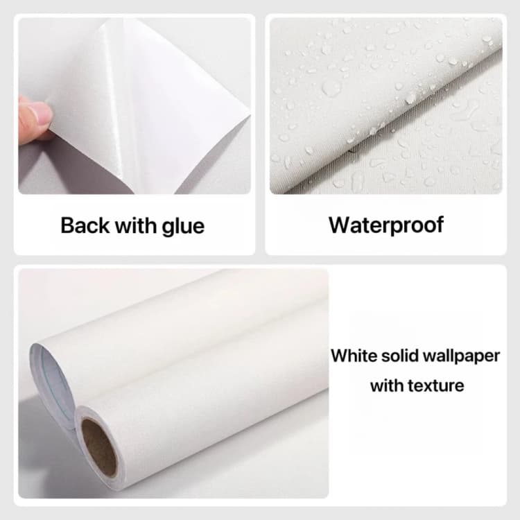 COWINLIFE DECO Modern White Solid Colour Wallpaper With Texture Peel and Stick Self-Adhesive PVC Vinyl for Bedroom Wall Decor detail 2