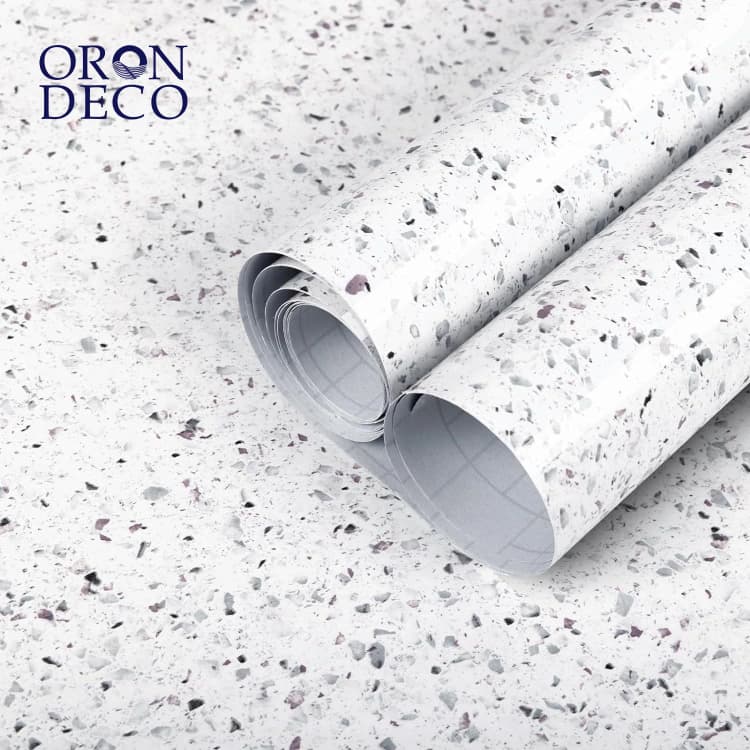 COWINLIFE DECO Cheap Glossy Marble Sticker Peel and Stick Wallpaper Granite White Waterproof Self-Adhesive Wallpaper For Kitchen Wall detail 1