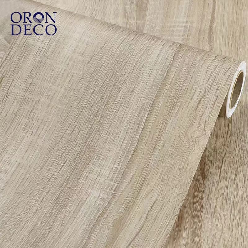 COWINLIFE Self-Adhesive PVC Wall Paper Modern Design Wooden Textured Decorative Furniture Film 3D Wood Wallpaper for Kitchen Decor
