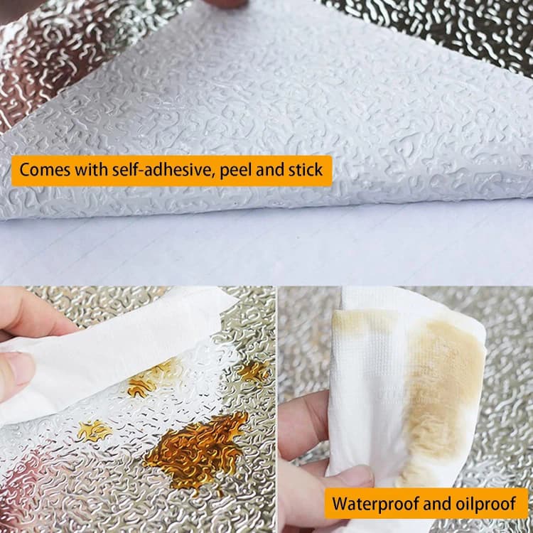 COWINLIFE DECO Self-Adhesive 3D Kitchen Wallpaper Sticker Modern PVC Aluminum Foil Peel and Stick Wallpapers Water and Oil Proof detail 6