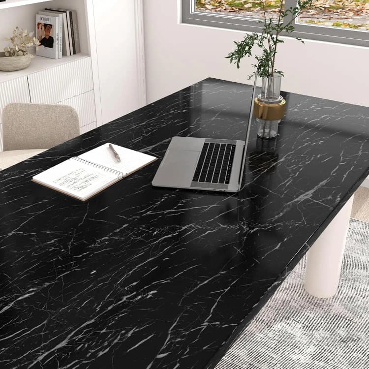 COWINLIFE DECO Black PVC Vinyl Marble Sticker Design Glossy Self-Adhesive Waterproof Peel & Stick Wallpapers Removable for Kitchen detail 4