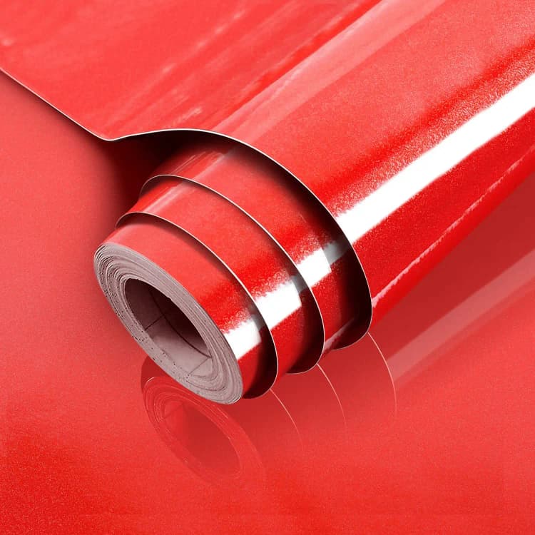 Glitter Glossy Red Contact Paper Kitchen Backsplash Peel and Stick Waterproof Self Adhesive Vinyl Wallpaper for Cabinets detail 3