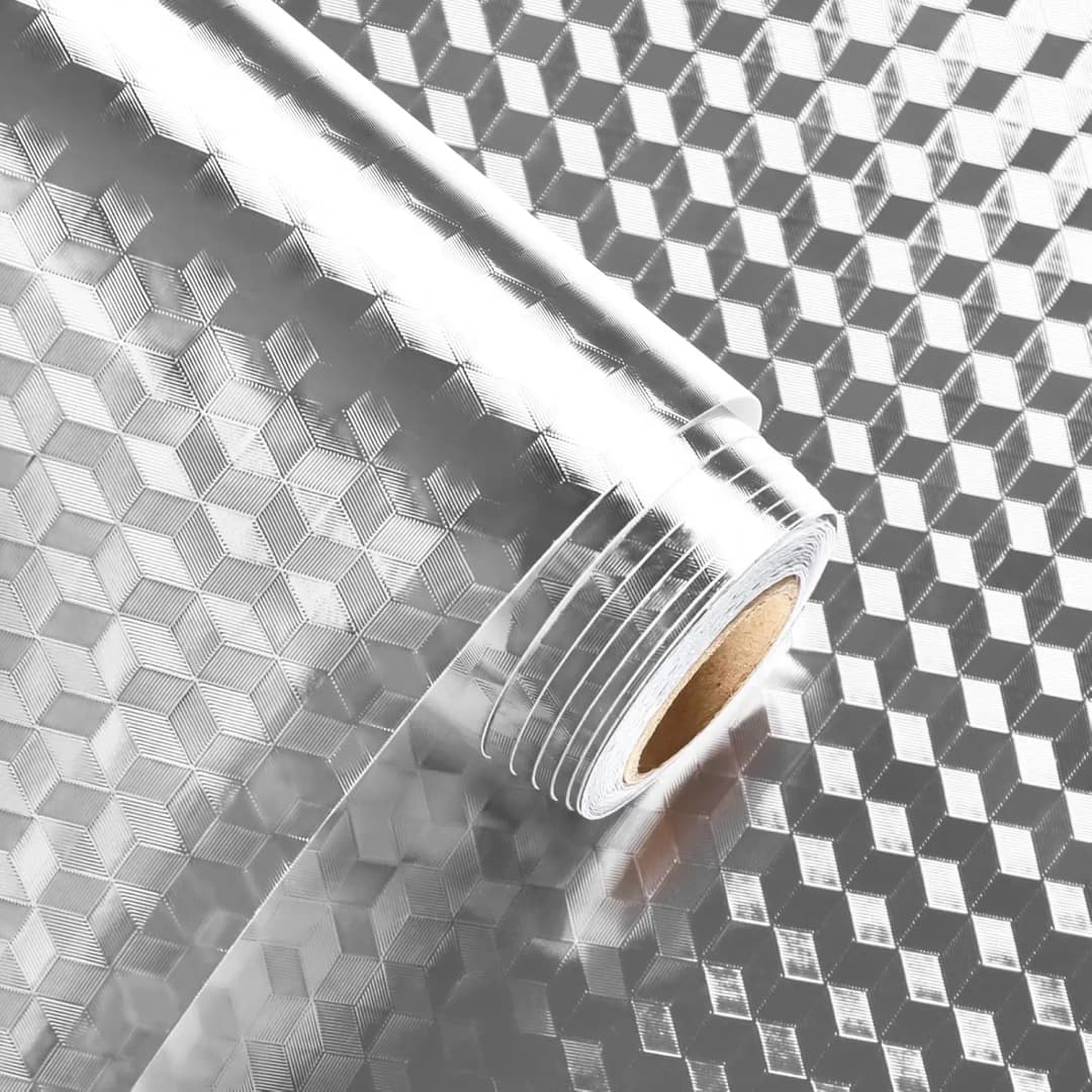 COWINLIFE DECO 3D Wall Sticker Waterproof Oil-Proof Aluminum Furniture Foil Sticker Peel and Stick Self-Adhesive Kitchen Wrap