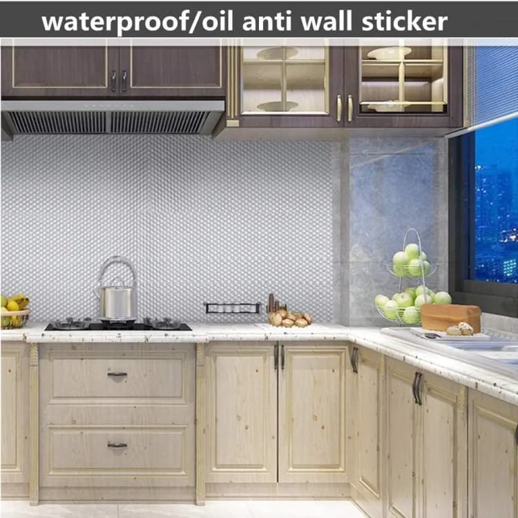 COWINLIFE DECO 3D Wall Sticker Waterproof Oil-Proof Aluminum Furniture Foil Sticker Peel and Stick Self-Adhesive Kitchen Wrap detail 5