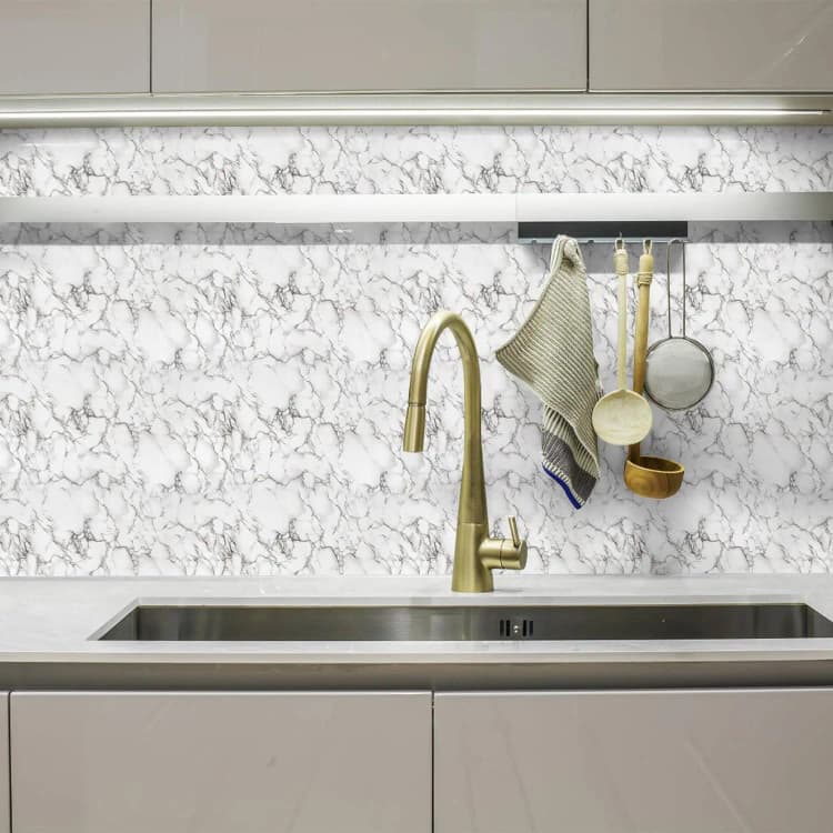 COWINLIFE DECO Green Glossy Waterproof Marble Sticker Wallpaper Self-Adhesive 3D Peel Stick Modern Style for Hotel Kitchen Decor detail 5
