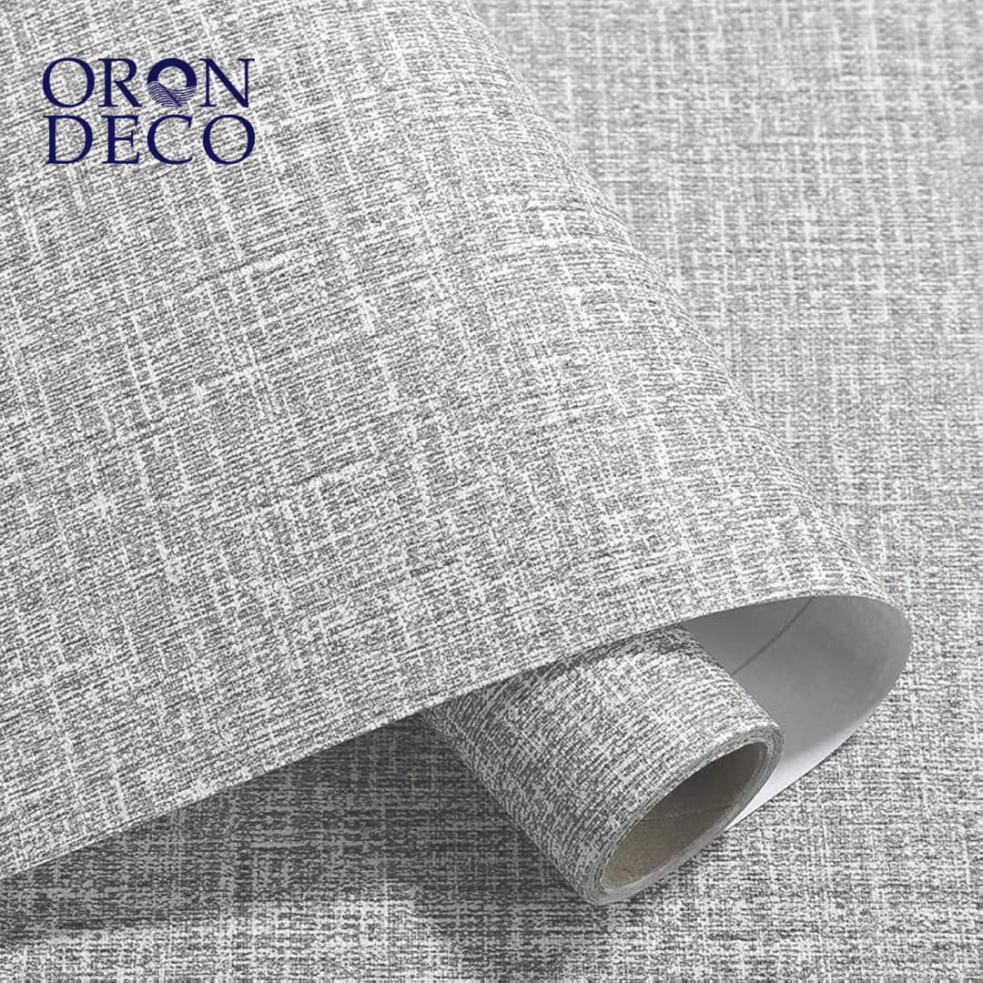 COWINLIFE DECO Modern Linen Texture Self-Adhesive Wallpaper Waterproof PVC Peel Stick Decorative Wall Paper for Kitchen Living Room