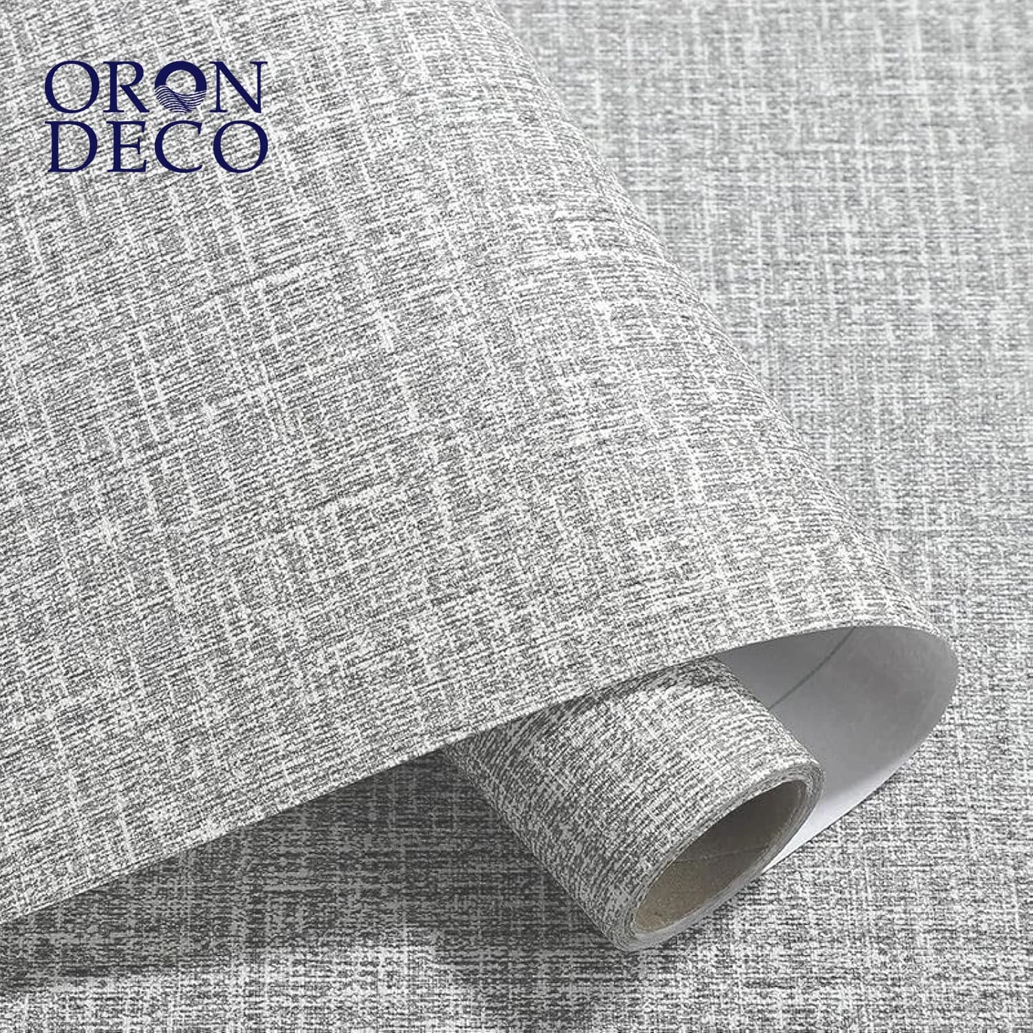 COWINLIFE DECO Modern Linen Texture Self-Adhesive Wallpaper Waterproof PVC Peel Stick Decorative Wall Paper for Kitchen Living Room