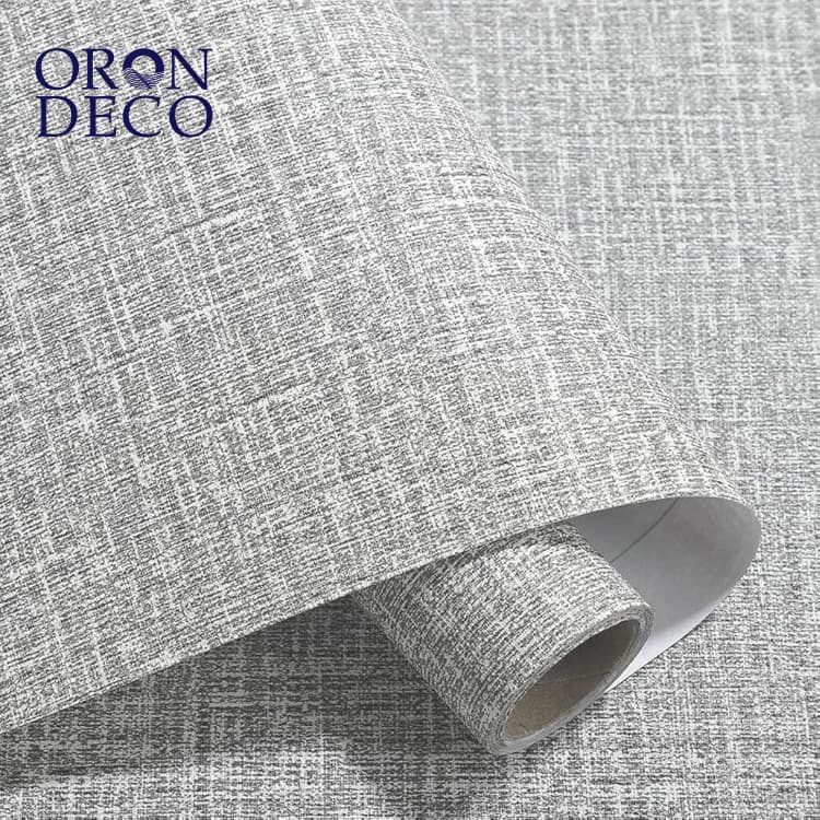 COWINLIFE DECO Modern Linen Texture Self-Adhesive Wallpaper Waterproof PVC Peel Stick Decorative Wall Paper for Kitchen Living Room detail 1