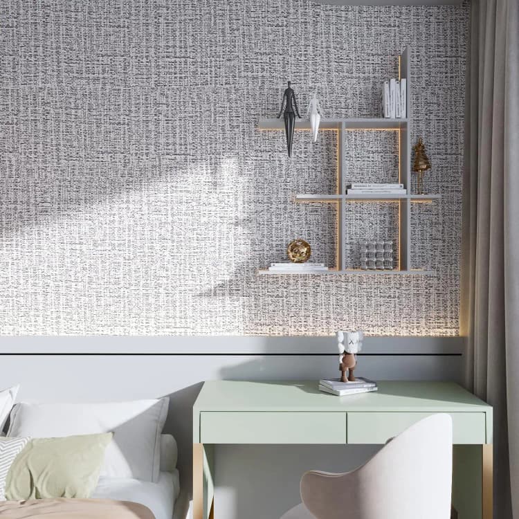 COWINLIFE DECO Modern Linen Texture Self-Adhesive Wallpaper Waterproof PVC Peel Stick Decorative Wall Paper for Kitchen Living Room detail 3