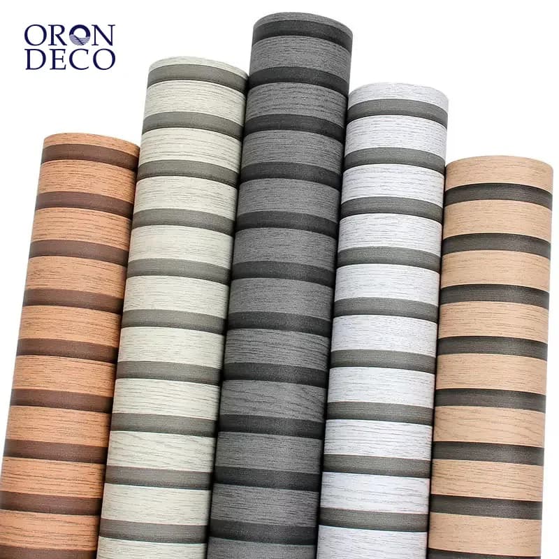 COWINLIFE DECO Custom Self-Adhesive PVC Vinyl 3D Wall Stickers Wood Texture Waterproof Peel and Stick Wallpaper for Bedroom Walls