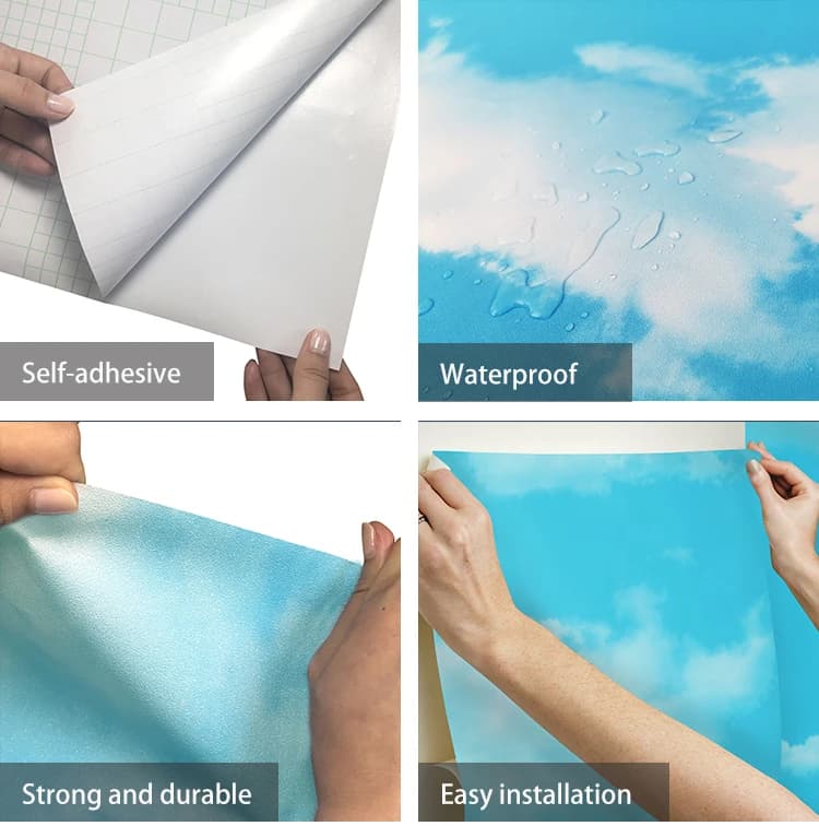 Latest Design Fresh Blue Sky Peel and Stick Wallpaper Self Adhesive Wallpaper for Windows Children'S Room Bedroom detail 5
