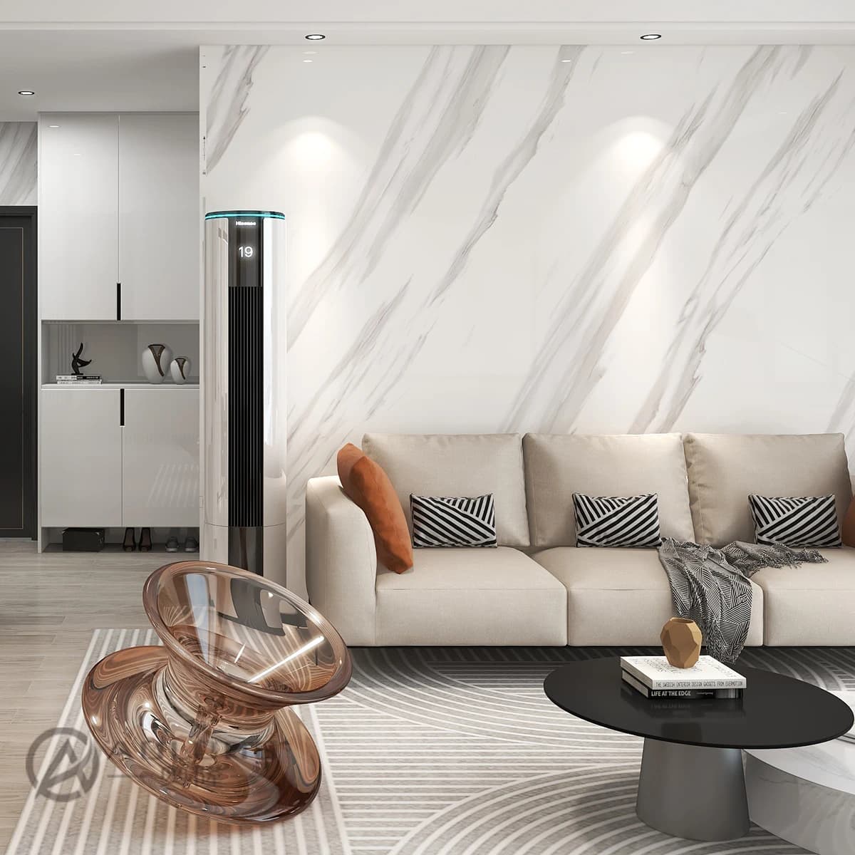 Thickened Marble Textured Sticker Waterproof Self Adhesive Peel and Stick Wallpaper Rolls for Living Room Wall Covering