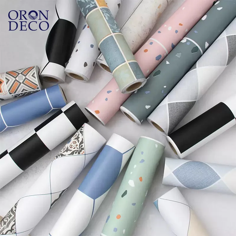 COWINLIFE DECO High Durability Waterproof 3D Vinyl Flooring Stickers PVC Self Adhesive Floor Wallpaper Roll Easy Installation