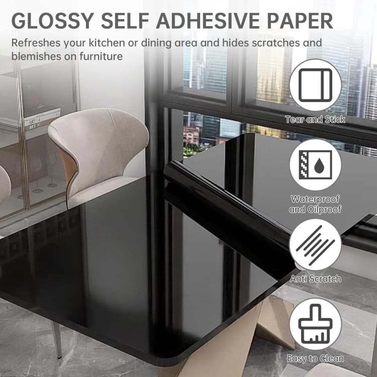 COWINLIFE DECO Modern Self-Adhesive Waterproof Peel Stick Wallpapers Black Glossy Glitter for Kitchen Hotel Decorative Wallpaper detail 3