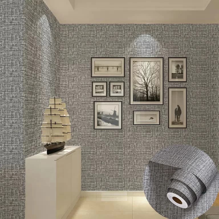 COWINLIFE DECO DIY Waterproof Linen Wallpaper Classic Style Self-Adhesive Vinyl Paper for Living Room Furniture and Decorations