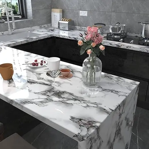 Cheap Marble Sticker Wallpaper Grey Waterproof Peel and Stick Self Adhesive Wallpaper Removable for Home Decoration detail 4