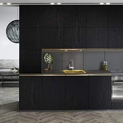 COWINLIFE DECO Modern Design Self-Adhesive Wallpaper Black Wood Peel Stick Decorative Paper for Bedroom Kitchen Surfaces Easy Clean detail 2