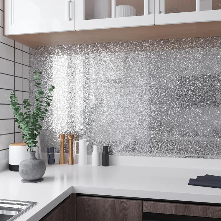 COWINLIFE DECO Size Customizable PVC Self-Adhesive Aluminium Foil Wallpaper Sticker Roll Waterproof Peel Stick Wallpapers for Kitchen detail 5