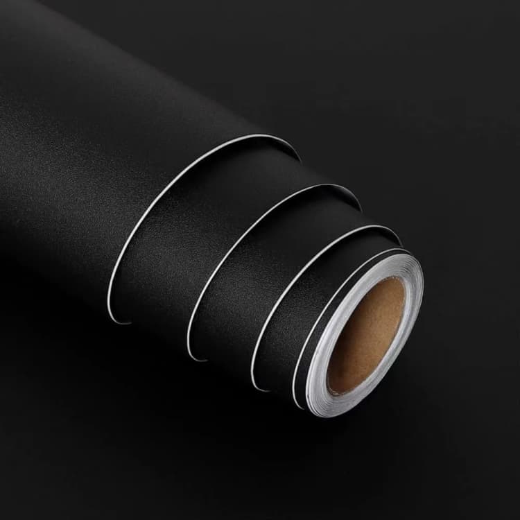 COWINLIFE DECO Custom Matte Black Wall Paper Peel and Stick Kitchen Vinyl Wrap Self Adhesive Solid Wall Wallpaper for Living Room detail 2