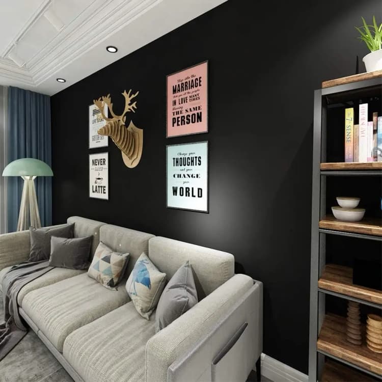 COWINLIFE DECO Custom Matte Black Wall Paper Peel and Stick Kitchen Vinyl Wrap Self Adhesive Solid Wall Wallpaper for Living Room detail 3