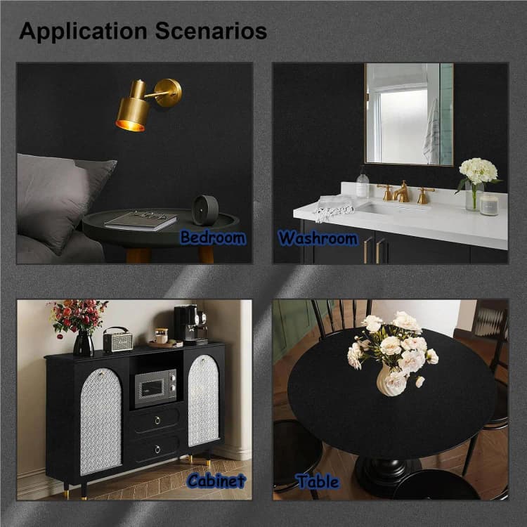 COWINLIFE DECO Matte Black Wallpaper Peel and Stick Vinyl Wall Paper Self Adhesive Solid Wall Wallpaper for Bedroom Wall detail 5