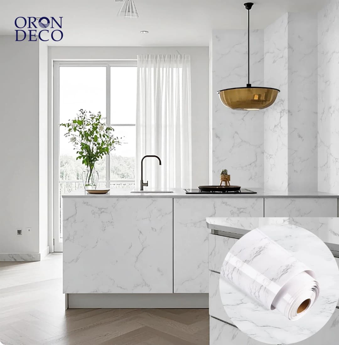 COWINLIFE DECO White Wallpapers 3d Vinyl Marble Sticker Waterproof Self-Adhesive Wallpaper Kitchen Wall Sticker Wrap
