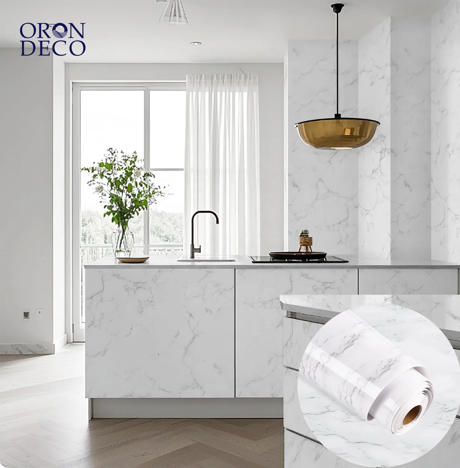 COWINLIFE DECO White Wallpapers 3d Vinyl Marble Sticker Waterproof Self-Adhesive Wallpaper Kitchen Wall Sticker Wrap
