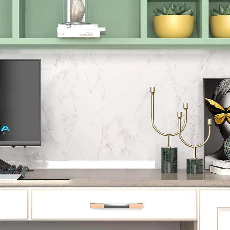COWINLIFE DECO White Wallpapers 3d Vinyl Marble Sticker Waterproof Self-Adhesive Wallpaper Kitchen Wall Sticker Wrap detail 3