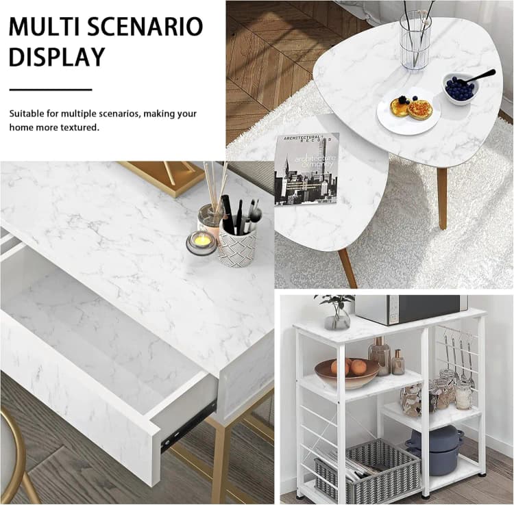 COWINLIFE DECO White Wallpapers 3d Vinyl Marble Sticker Waterproof Self-Adhesive Wallpaper Kitchen Wall Sticker Wrap detail 4