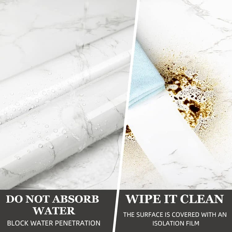 COWINLIFE DECO White Wallpapers 3d Vinyl Marble Sticker Waterproof Self-Adhesive Wallpaper Kitchen Wall Sticker Wrap detail 6