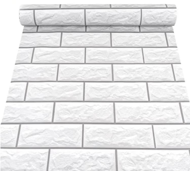 COWINLIFE DECO White Stone Sticker Brick Wallpaper 3d PVC Self Adhesive Peel and Stick Wallpaper for Bedroom Home Decoration detail 2