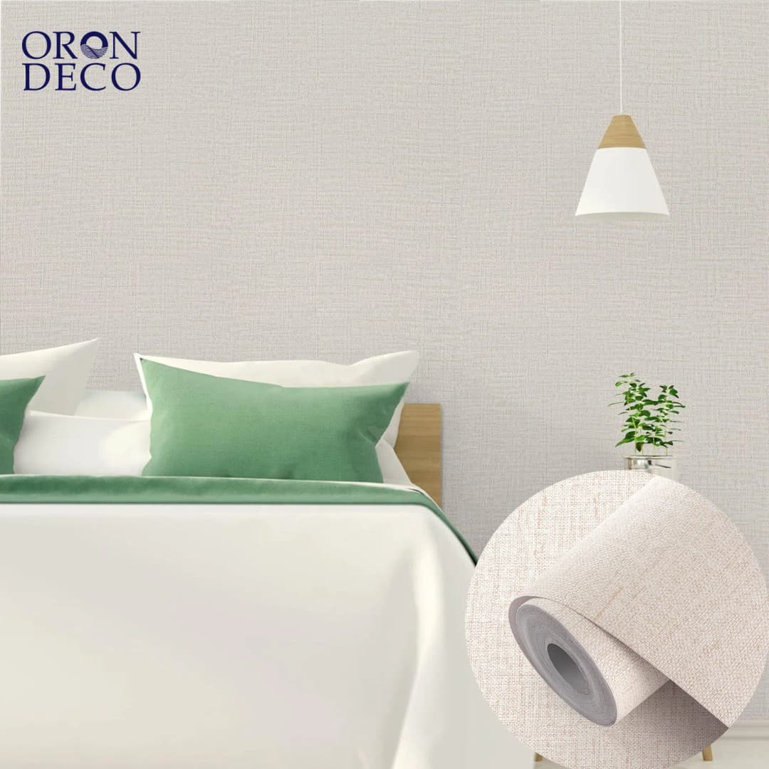 COWINLIFE DECO Beige Peel and Stick Self Adhesive Wallpaper Textured Surface Fabric Linen Vinyl Wall Covering Wallpaper for Bedroom