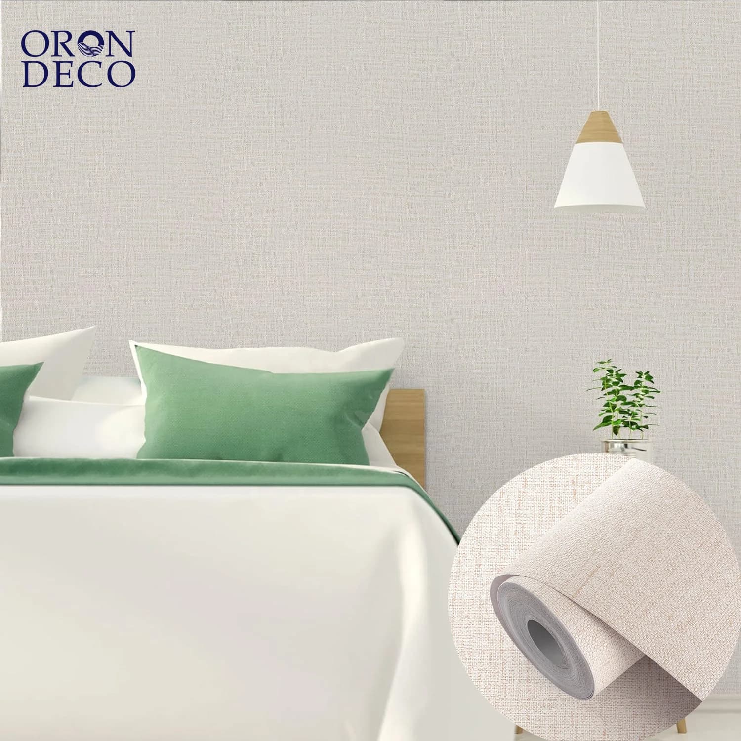 COWINLIFE DECO Beige Peel and Stick Self Adhesive Wallpaper Textured Surface Fabric Linen Vinyl Wall Covering Wallpaper for Bedroom