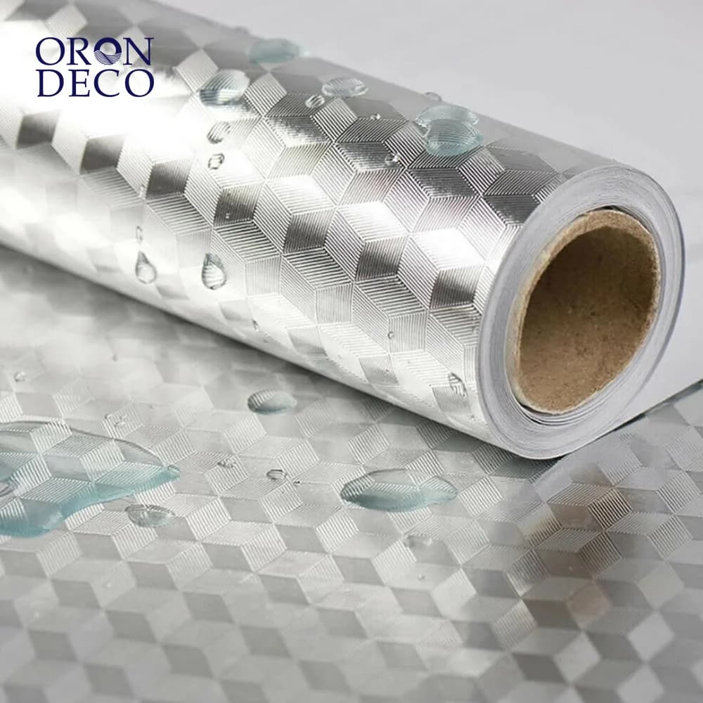 COWINLIFE DECO Waterproof PVC Self-Adhesive Aluminium Furniture Foil Wallpaper Kitchen Wall Sticker Wrap Waterproof Peel Stick